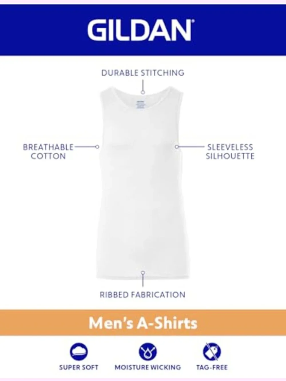 Gildan Men's A-Shirts Tanks Multipack White Cotton Sleeveless Undershirts